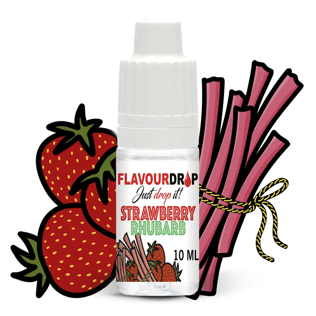 Flavourdrops - Jordbær-Rabarbar Aroma Juice 10 ml
